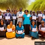 나미비아 출신 작가 및 시인 - A vibrant scene depicting Namibian modern writers engaged in a lively literary festival outdoors, wi...